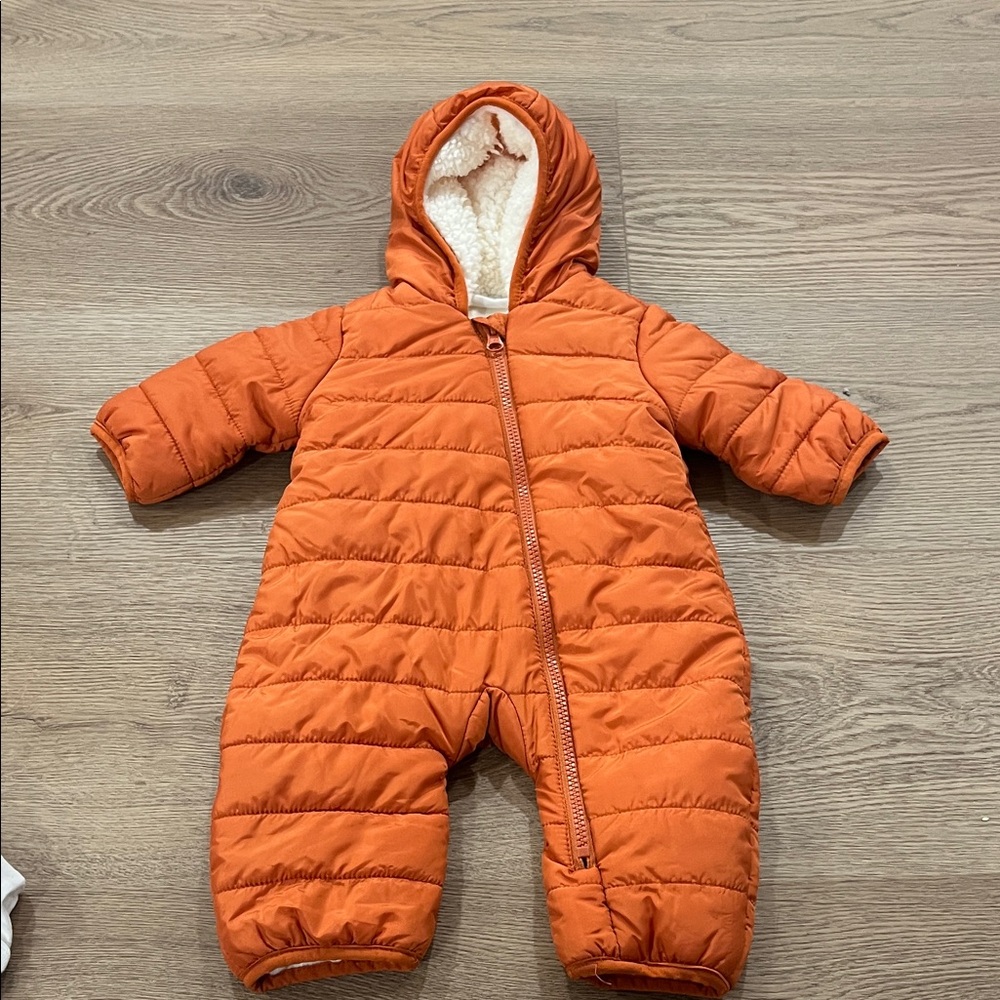 Orange Hooded Baby Snowsuit